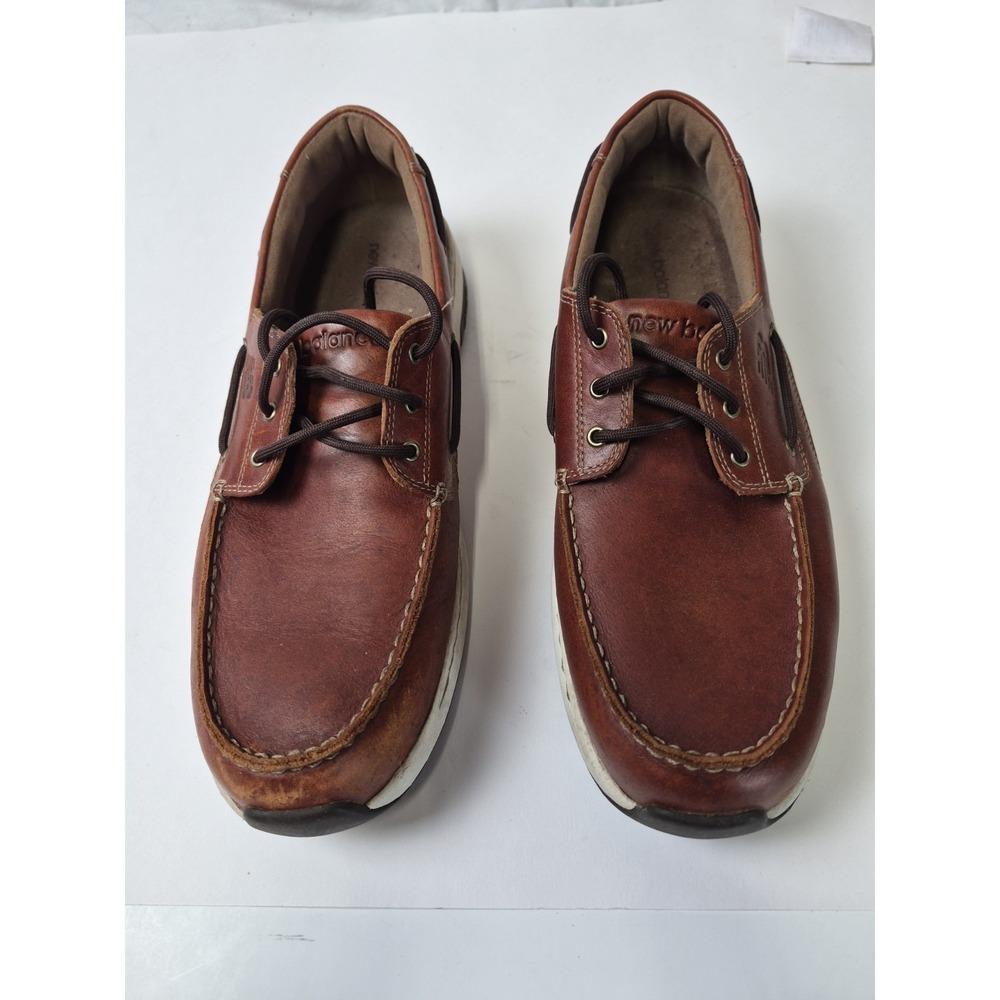 New Balance Boat Shoes Mens 11 Brown Leather‎ Lace Walking Deck Loafers MD1200SB